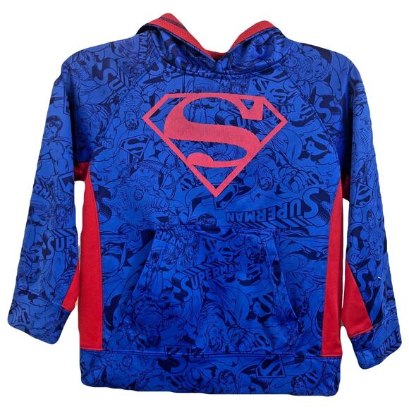 DC Comics Superman Hoodie Sweatshirt Youth S 6/7 Colorful Blue/Red Lightweight - Picture 1 of 13